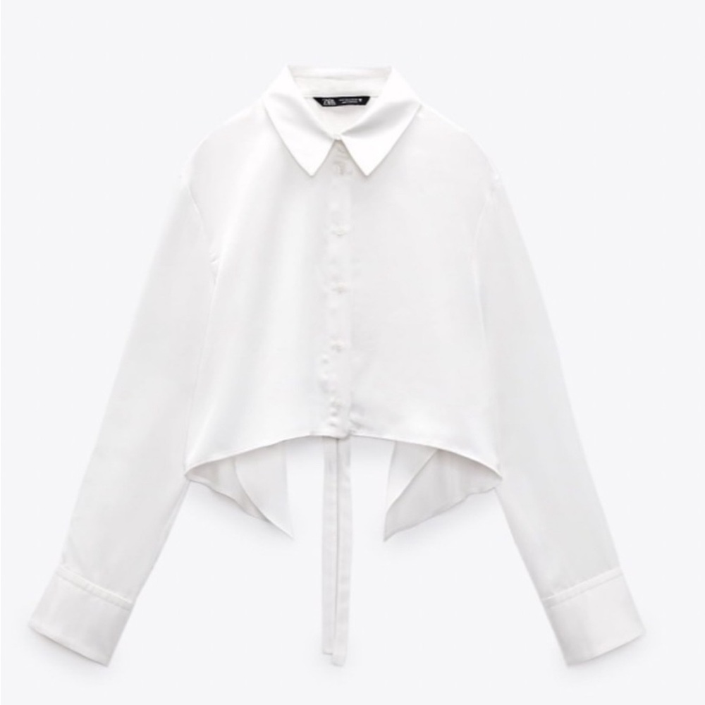 SOLD NWT Zara satin effect cape shirt with back tie